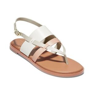 Cole Haan White & Blush Leather Flat Sandals – Size 10.5